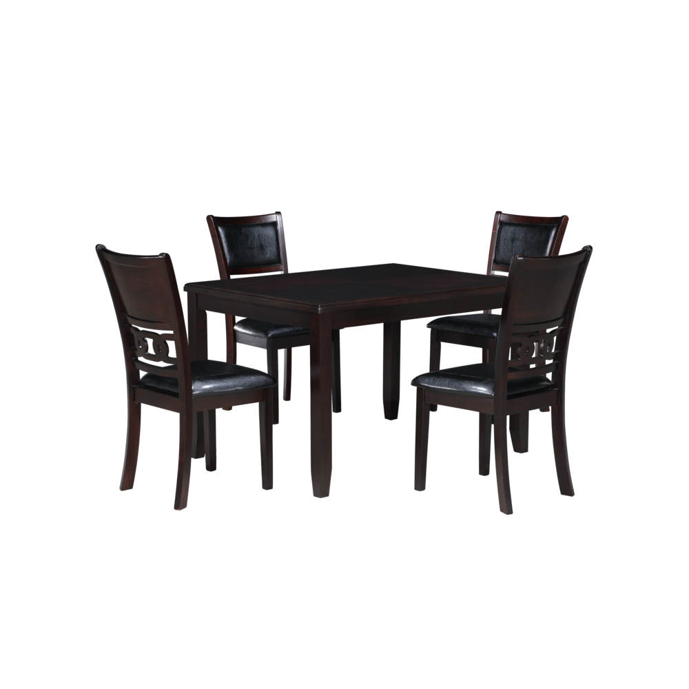 Gia 5-Piece 48" Wood Rectangular Dining Set with 4 Chairs in Ebony. Picture 6