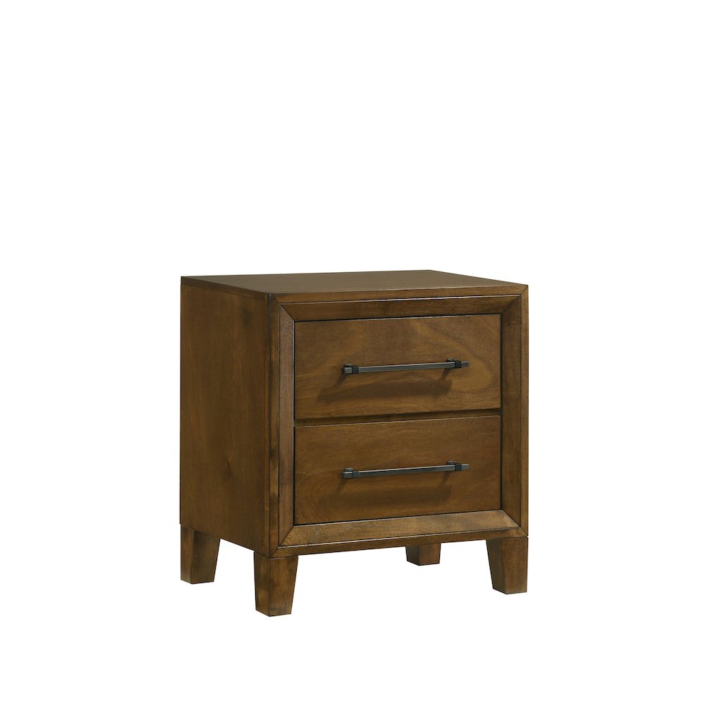 Ballard Wood 2-Drawer Nightstand in Walnut Brown. Picture 1