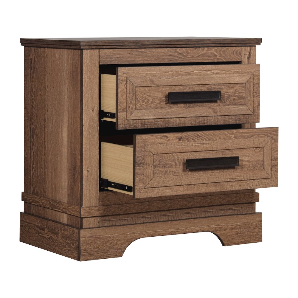Coventry Hall 5Pc Wood Queen Bedroom Set, 2 Nightstands in Pecan. Picture 13