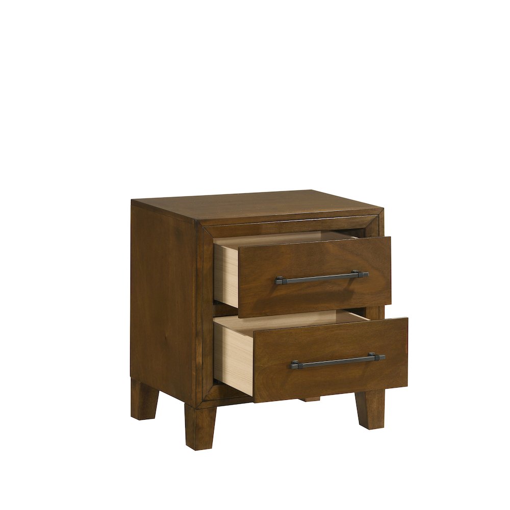 Ballard Wood 2-Drawer Nightstand in Walnut Brown. Picture 3
