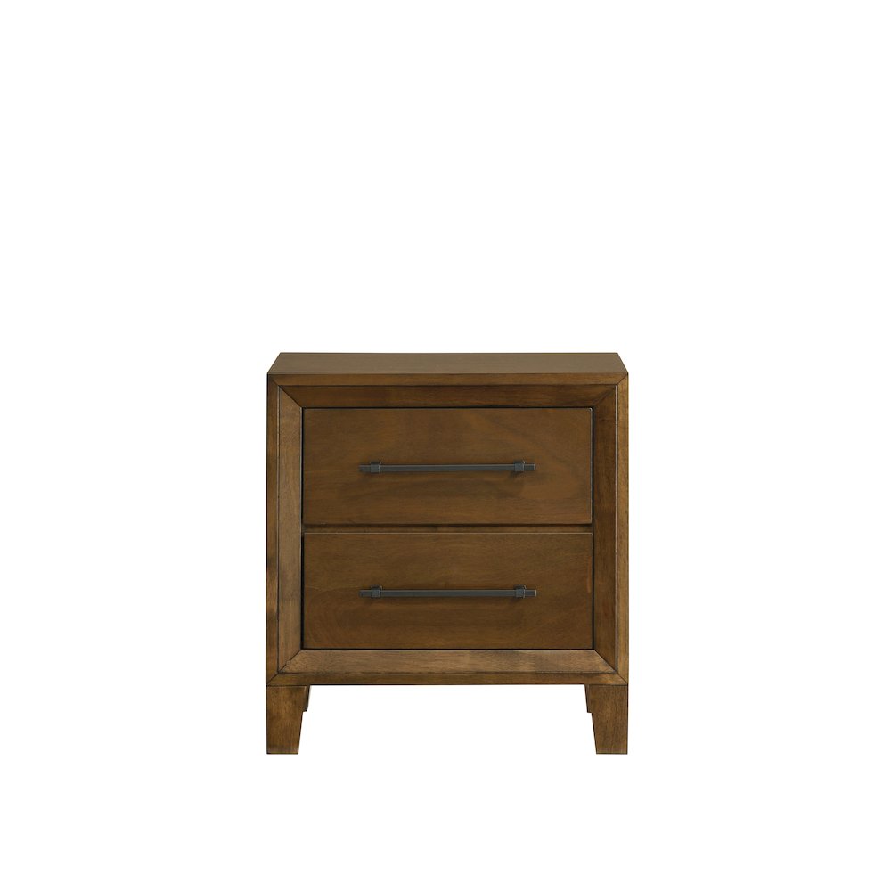 Ballard Wood 2-Drawer Nightstand in Walnut Brown. Picture 2