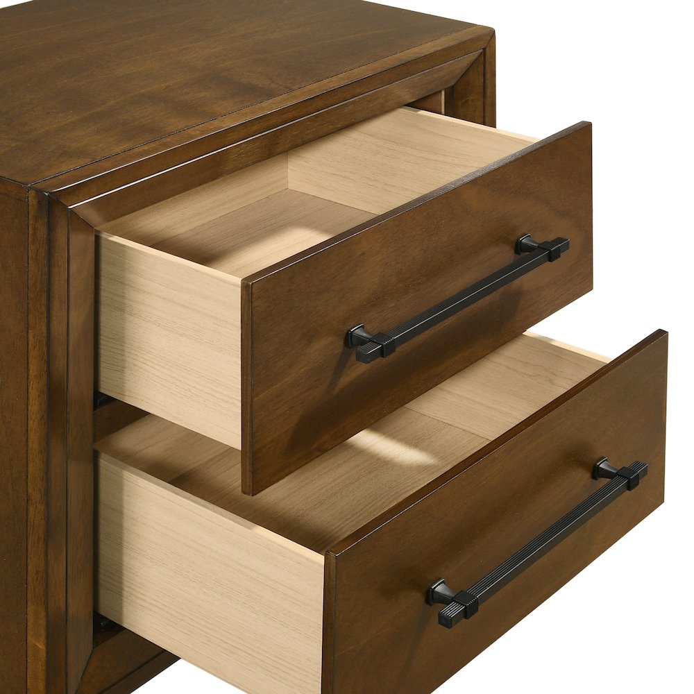 Ballard Wood 2-Drawer Nightstand in Walnut Brown. Picture 5