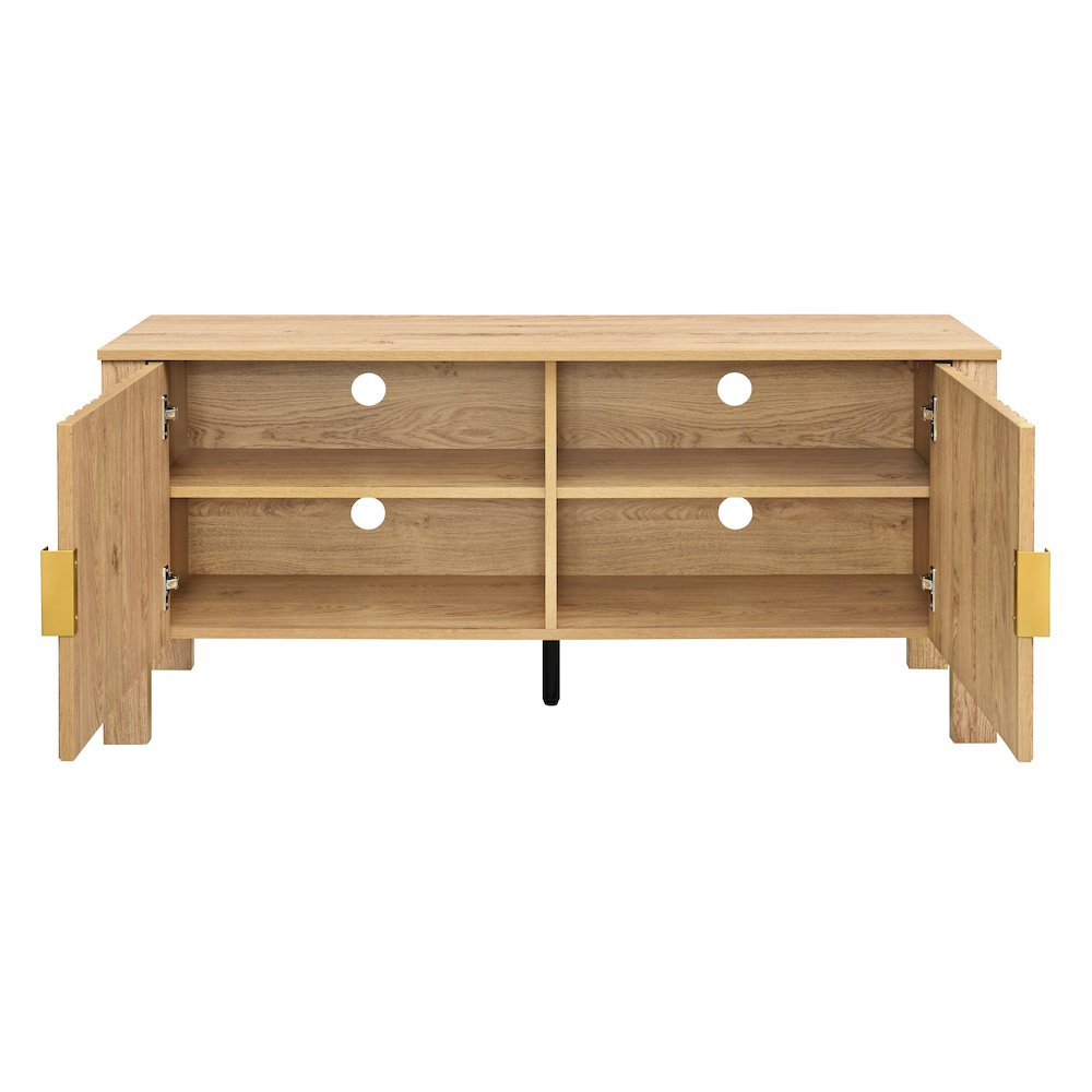 Thayer Wood TV Console with Two Doors in Natural/Beige. Picture 7