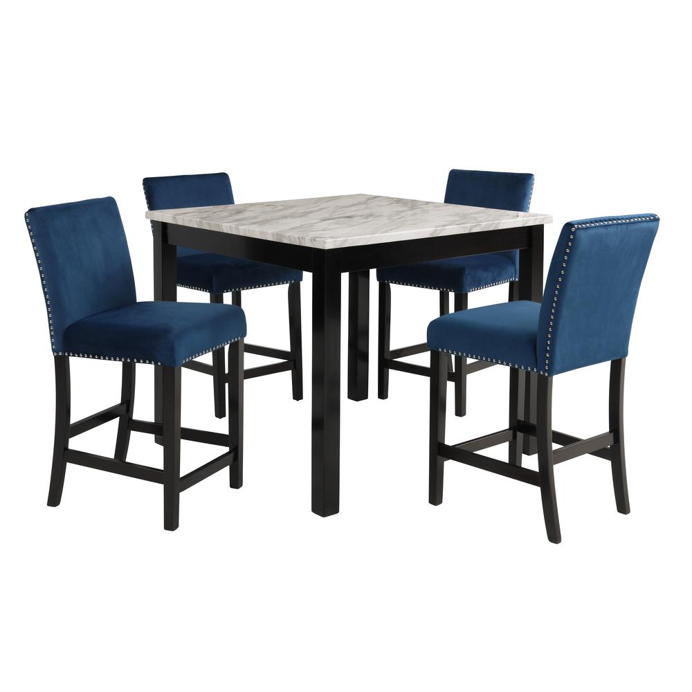 Furniture Celeste 5-Piece Faux Marble & Wood Counter Set in Blue. Picture 1