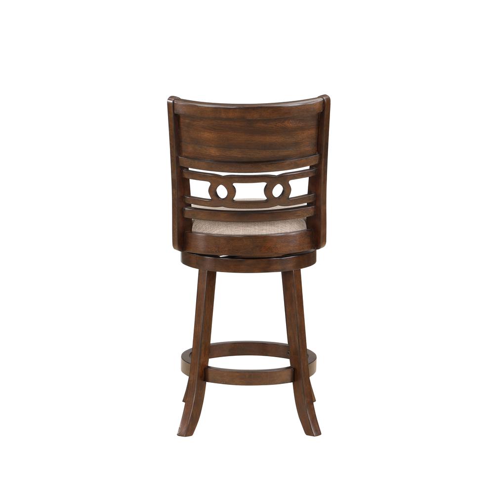 Gia 24" Solid Wood Swivel Counter Stool with Fabric Seat in Cherry. Picture 4