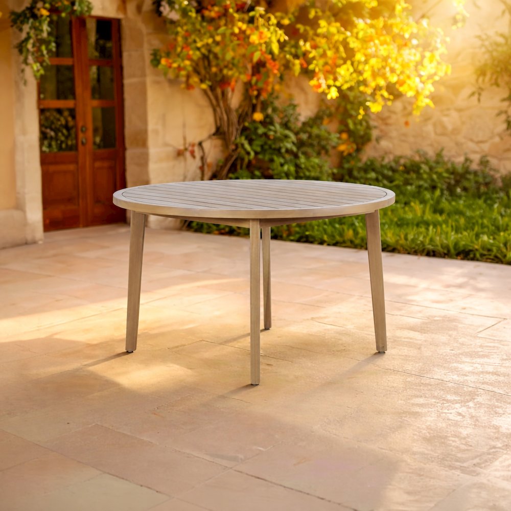 Arden Wood Round Patio Dining Table in Natural. Picture 2