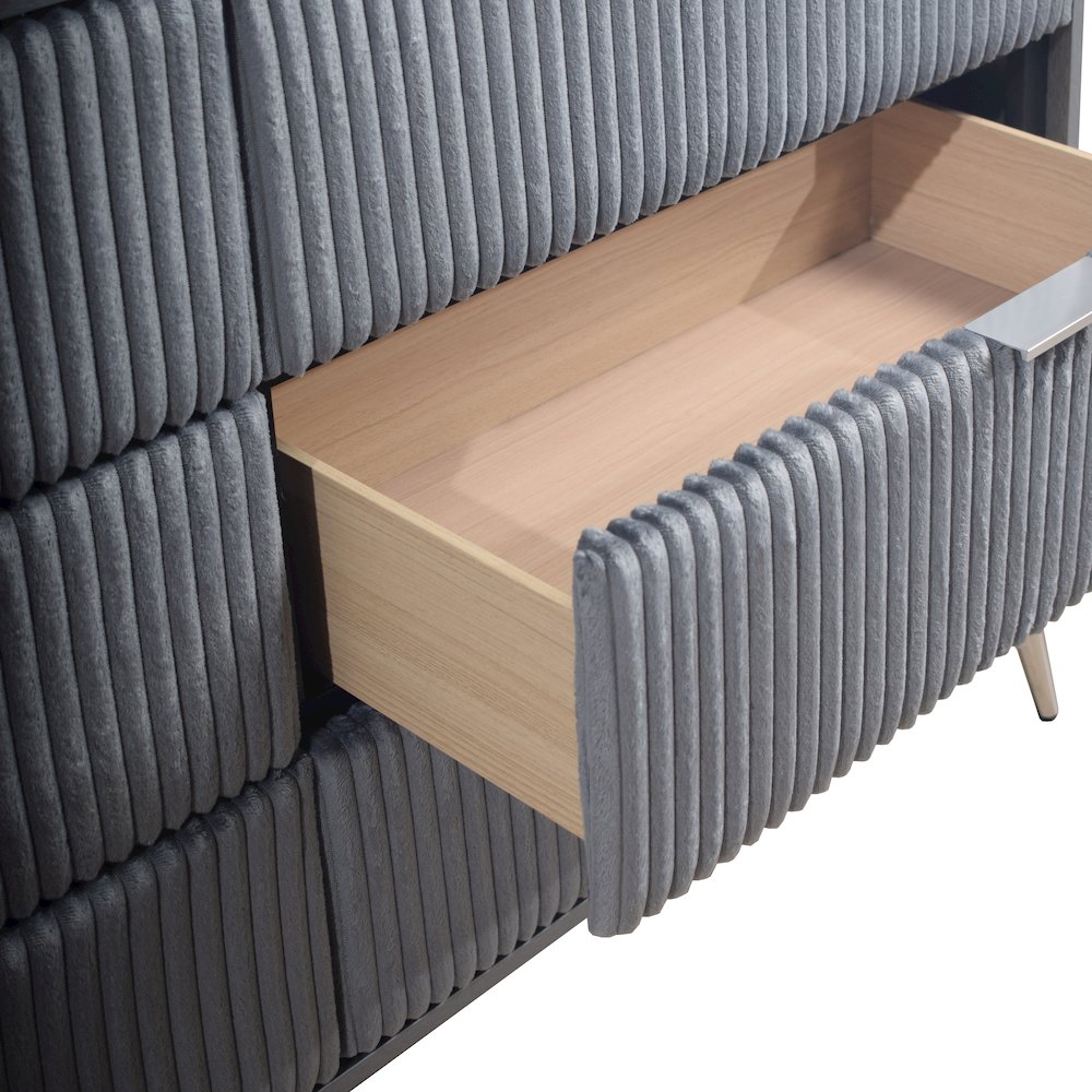 Kailani Wood 6-Drawer Dresser with Mirror, Gray. Picture 6