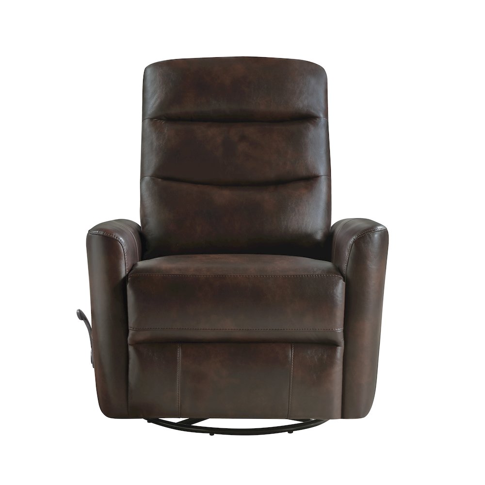 Takami Faux Leather Swivel Recliner, Brown. Picture 2