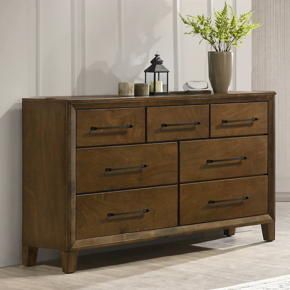 Ballard Wood 7-Drawer Dresser in Walnut Brown. Picture 7