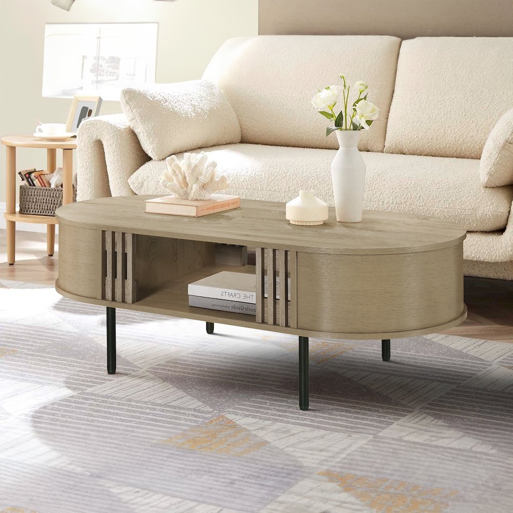 Brax 47.25 in. Natural Oval Wood Coffee Table. Picture 5