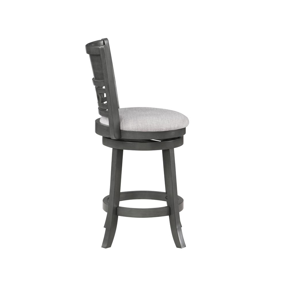Gia 24" Solid Wood Swivel Counter Stool with Fabric Seat in Gray. Picture 3