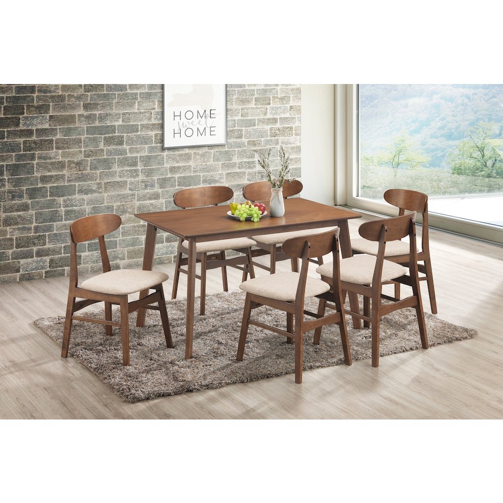 Morocco 7-Piece Wood Dining Set, Natural. Picture 13