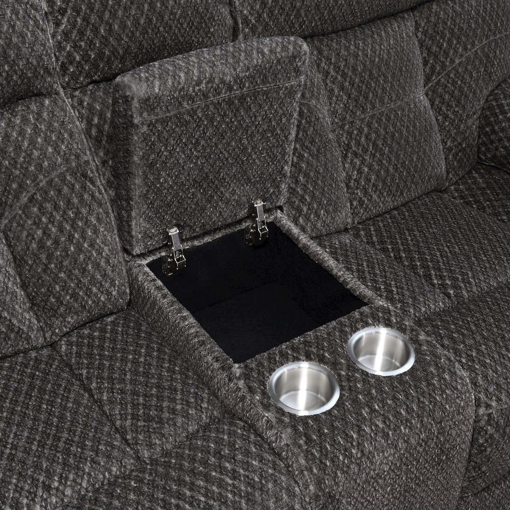 Bravo Console Loveseat W/ Dual Recliners-Charcoal. Picture 4