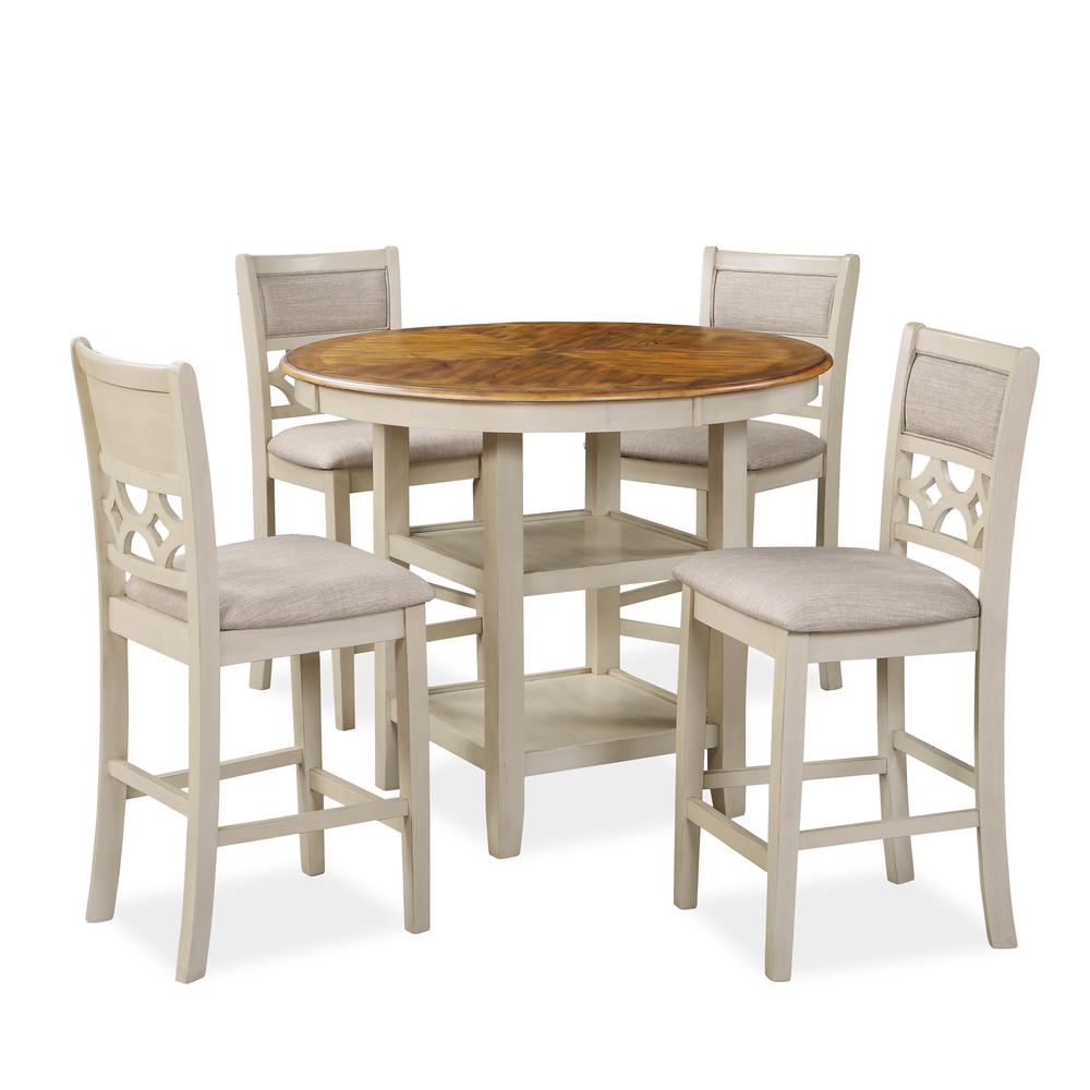 Furniture Mitchell 5-Piece Solid Wood Counter Set in Brown. Picture 1