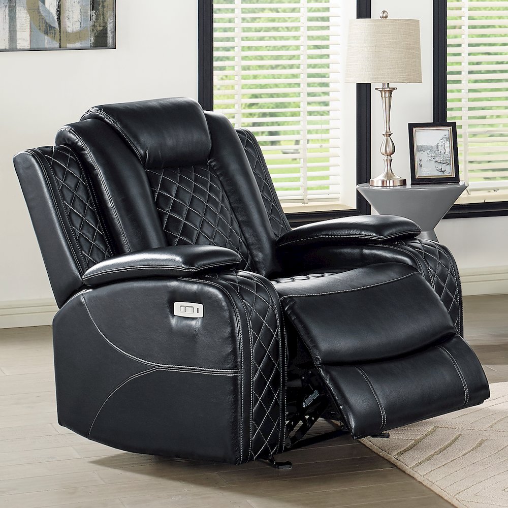 Orion II Faux Leather Power Glider Recliner, Black. Picture 6