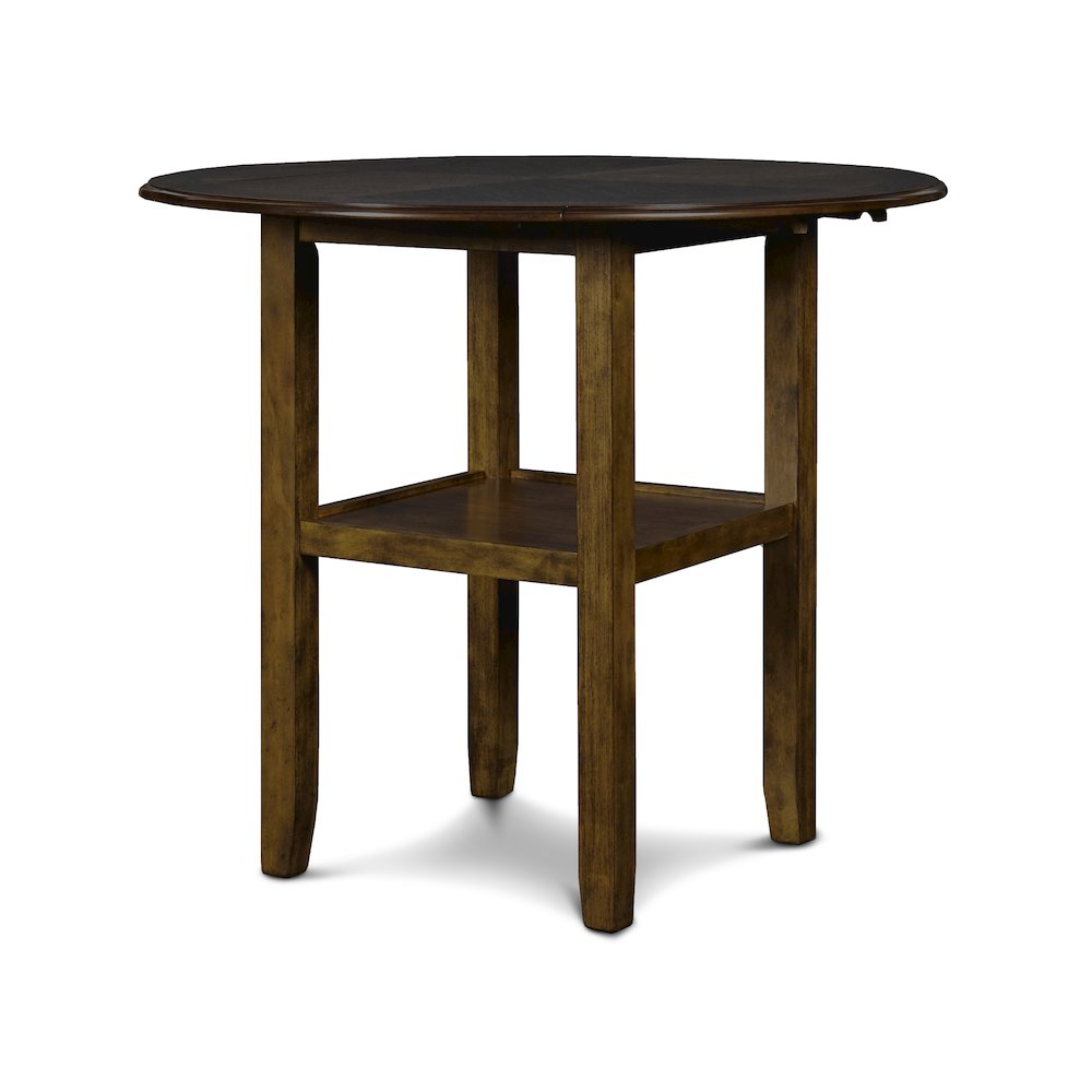 Gia 3-Piece 42" Wood Counter Drop Leaf Table Set, Brown. Picture 3