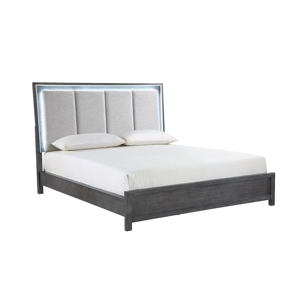Odessa Wood King Bed, Charcoal Gray. Picture 5