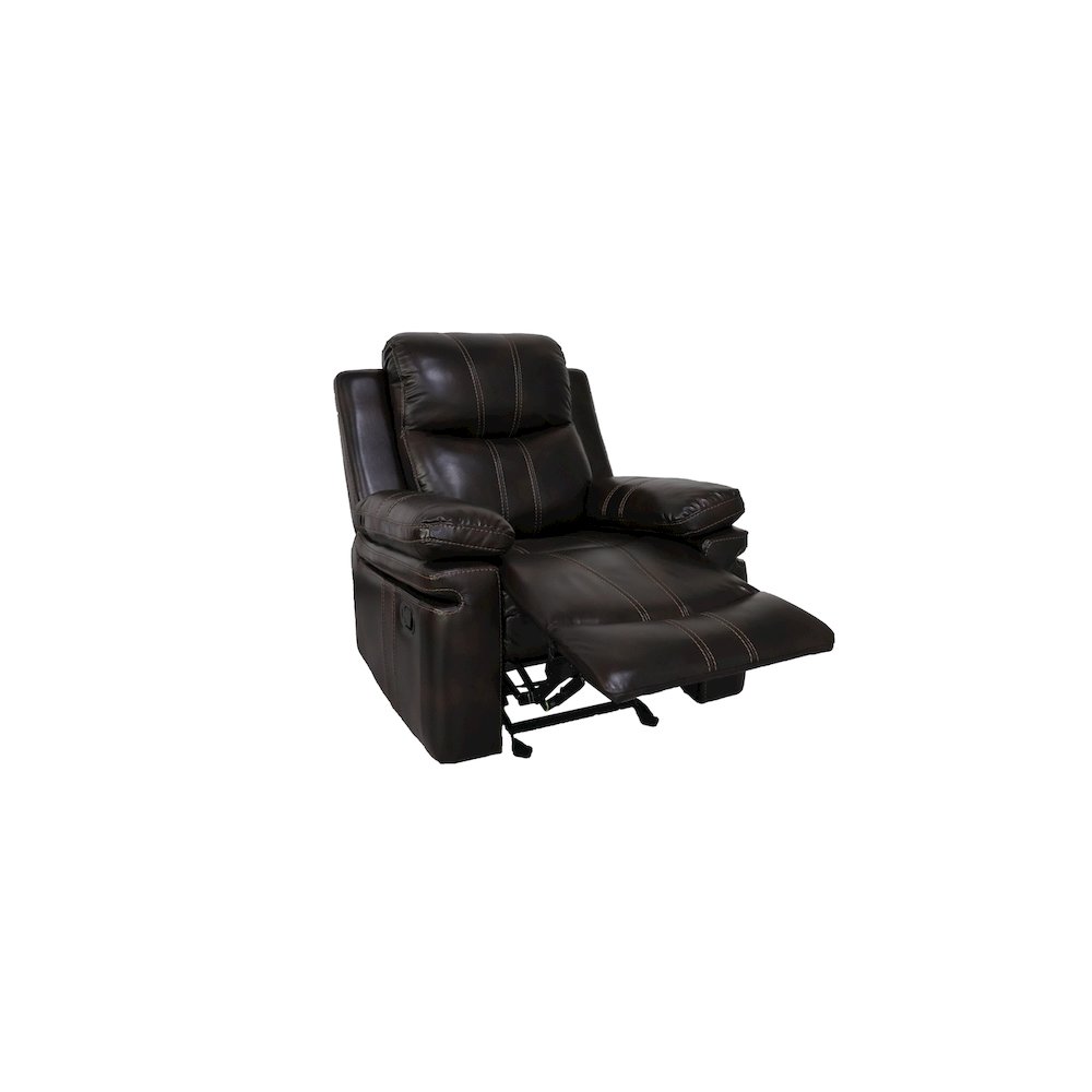 Kellen 3-Piece Faux Leather Power Living Room Set, Brown. Picture 10