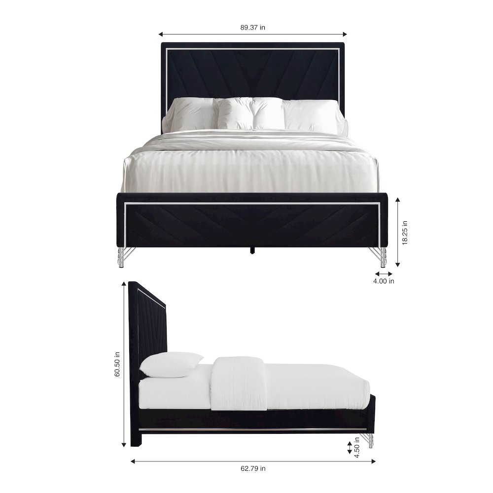 Ava Wood/Polyester Queen Panel Bed in Ebony Black. Picture 8