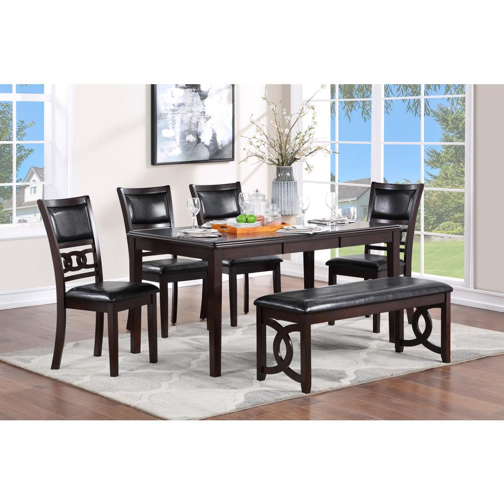 Furniture Gia 46" Solid Wood and Faux Leather Bench in Ebony Black. Picture 5