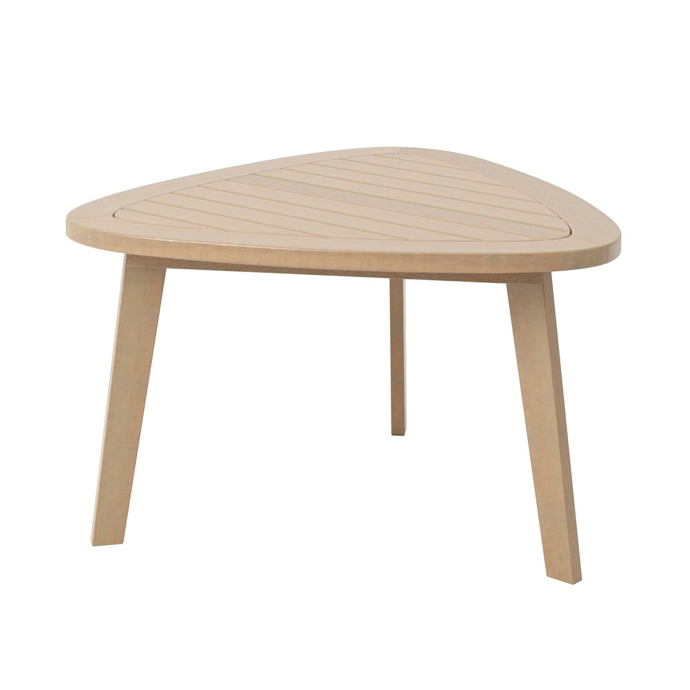 Radius Wood Patio End Table in Natural. Picture 1