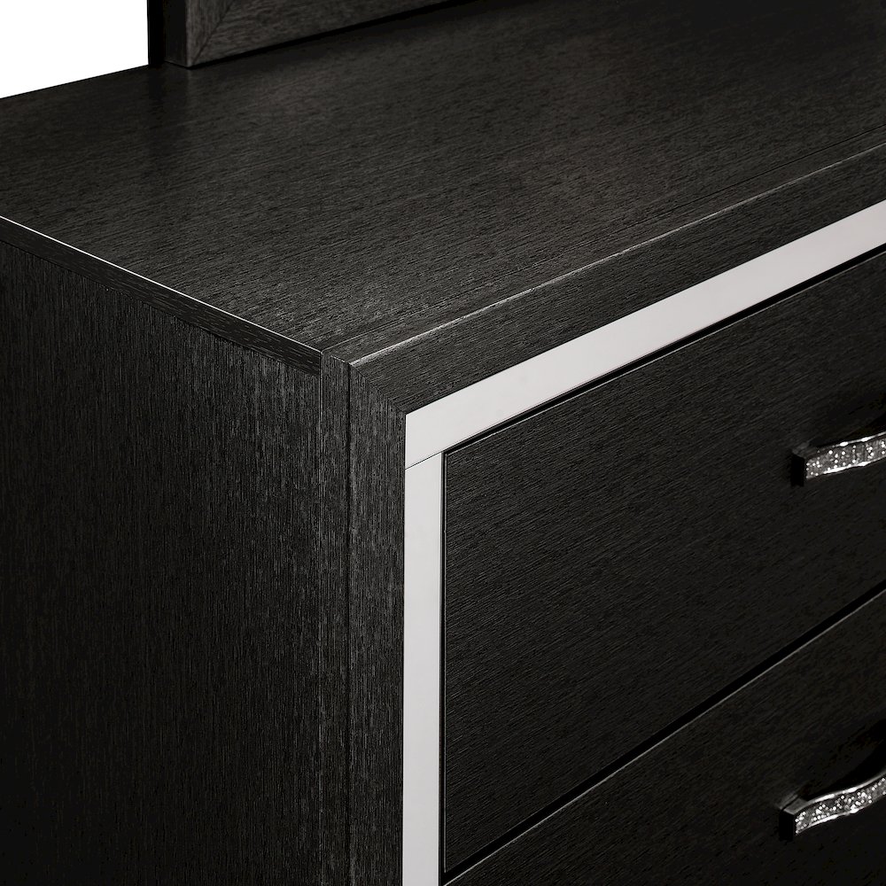 Huxley Wood 6-Drawer Dresser with Mirror, Black. Picture 6