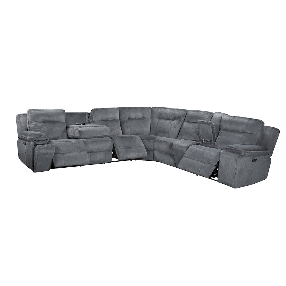 Teddy 3-Piece Fabric Power Sectional in Gray. Picture 4