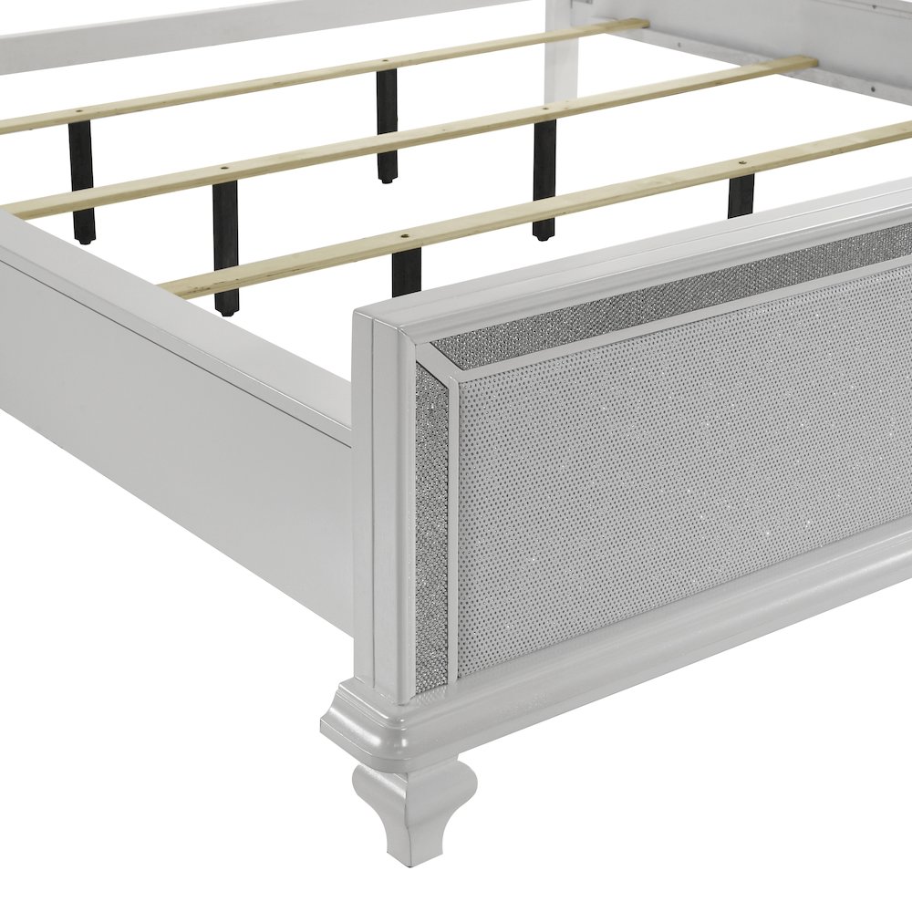 Stardust Solid Wood Cal King Upholstered Bed, White. Picture 5