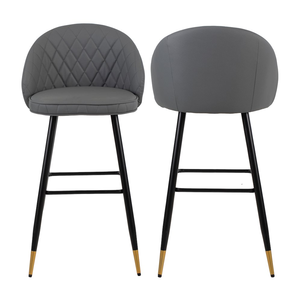 Oliver Vegan Leather Bar Chair in Gray (Set of 2). Picture 1