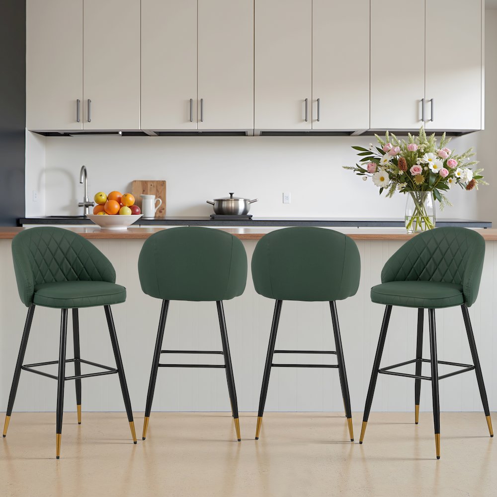 New Classic Furniture Oliver Vegan Leather Bar Chair in Green (Set of 4). Picture 8