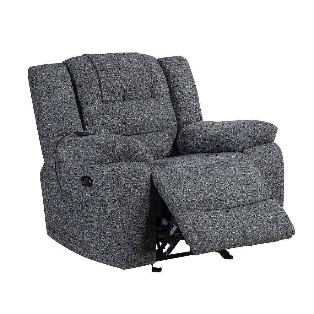 Redondo Chenille Glider Recliner with Power in Dark Gray. Picture 3