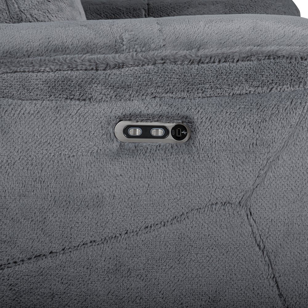 Teddy 3-Piece Fabric Power Sectional in Gray. Picture 9