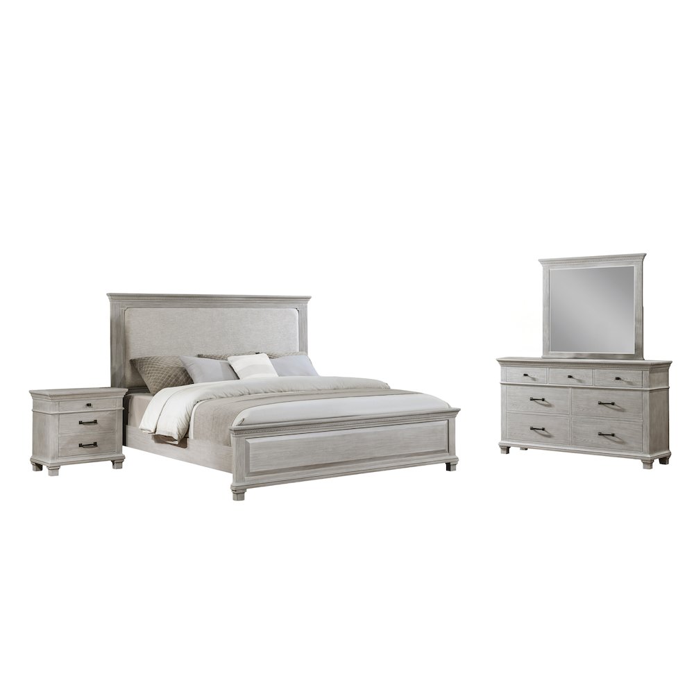 Silver Sands 4Pc Wood King Bedroom Set w Ns in Gray. Picture 1