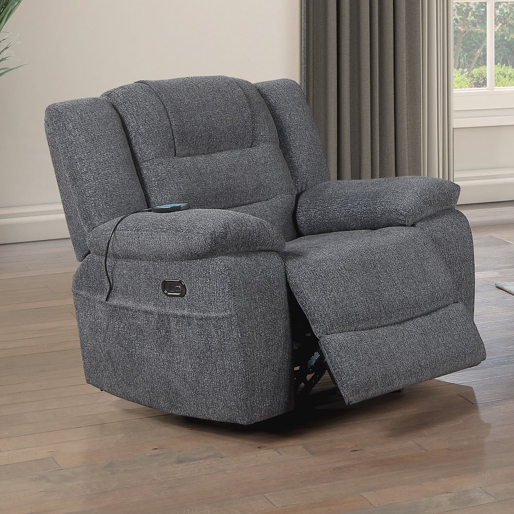 Redondo Chenille Glider Recliner with Power in Dark Gray. Picture 8