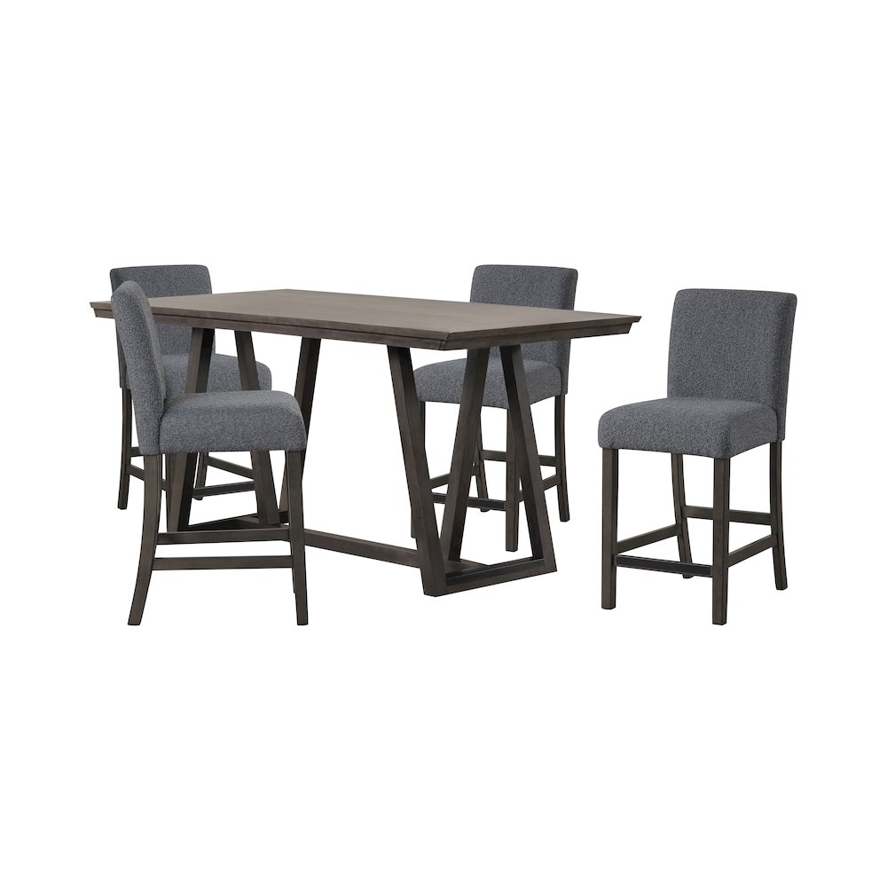 High Line 5-Piece Wood Rectangular Counter Table Set, Gray. Picture 1