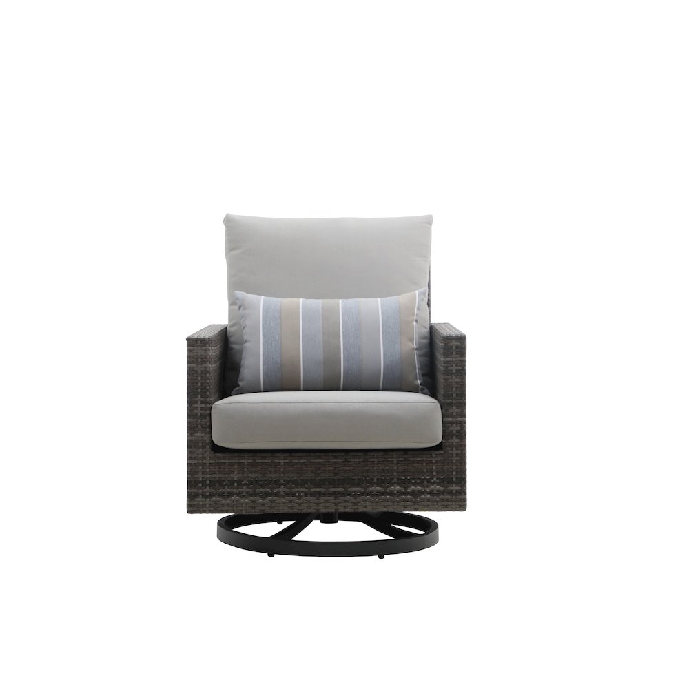 Bungalow 2pcs Metal/Wicker Patio Swivel Club Chair in Gray. Picture 3