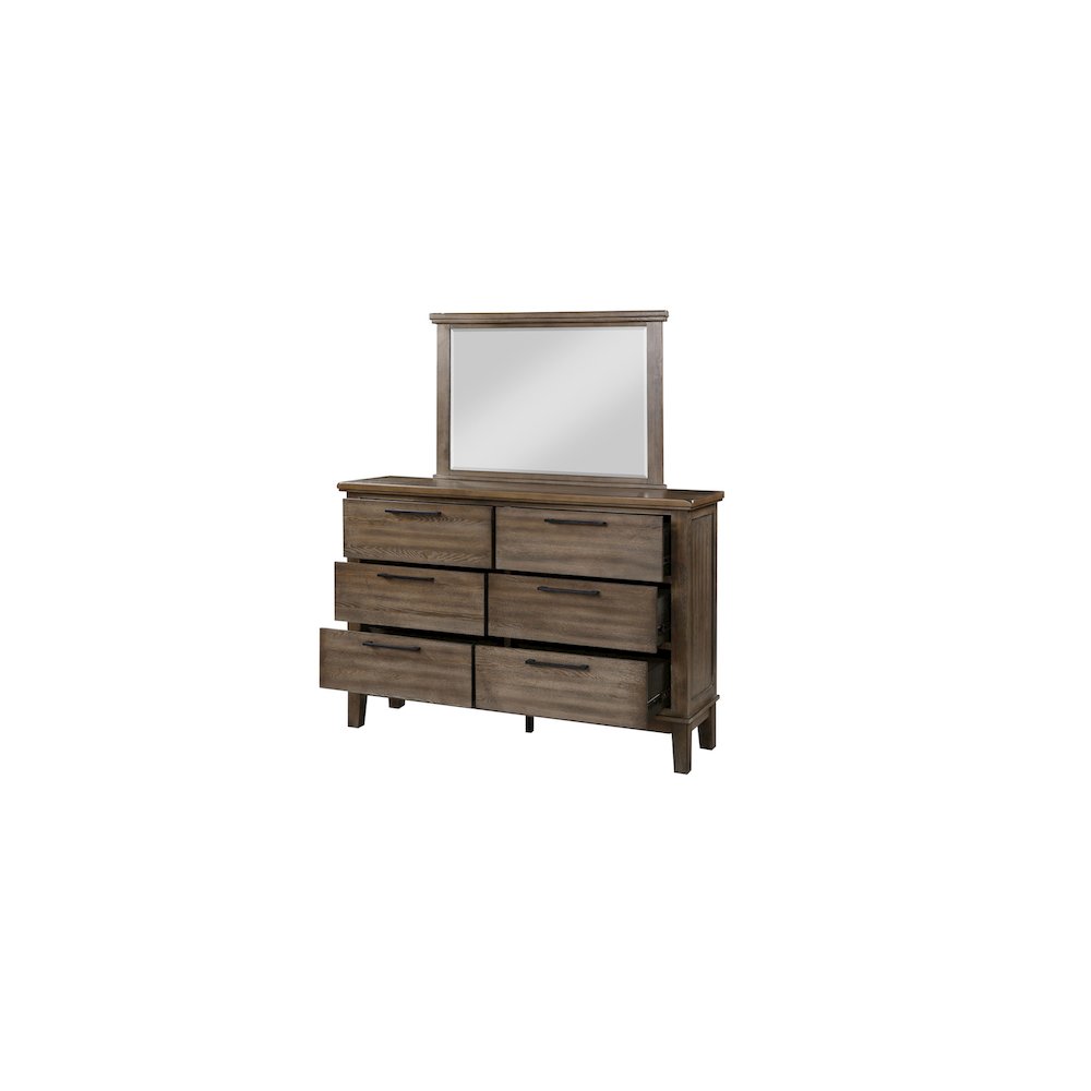 Cagney Wood 6-Drawer Dresser with Mirror, Vintage Gray. Picture 3