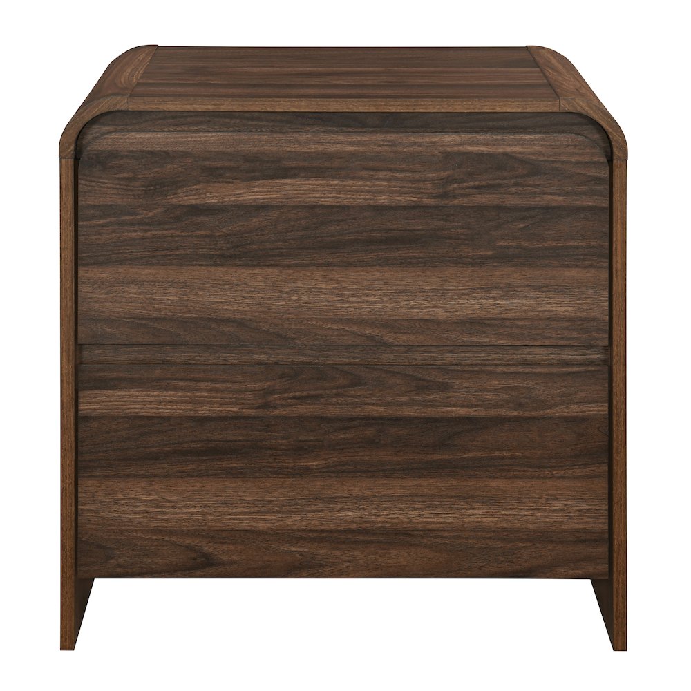 Mara Wood 2-Drawer End Table in Walnut/Brown. Picture 2