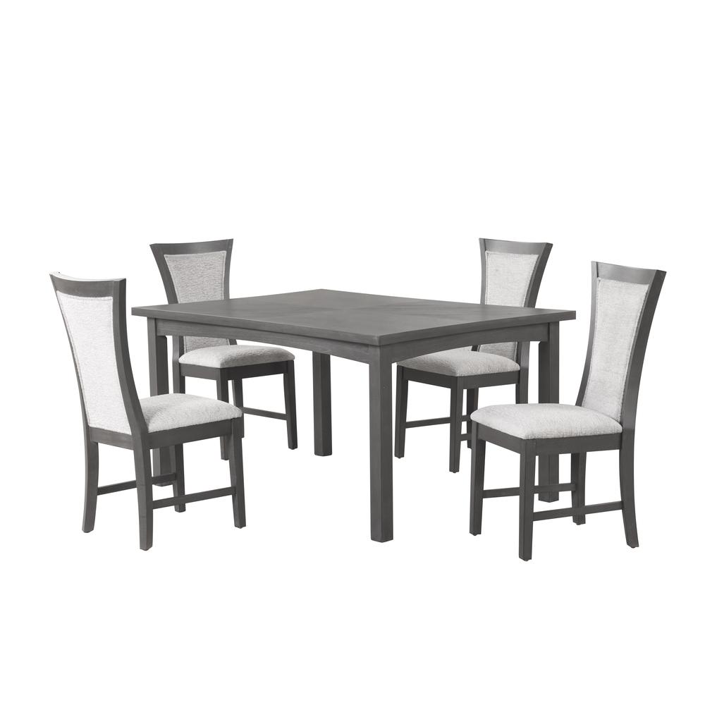 Flair  60" Dining Table & 4 Chairs (5 Pc Set)-Gray. Picture 3