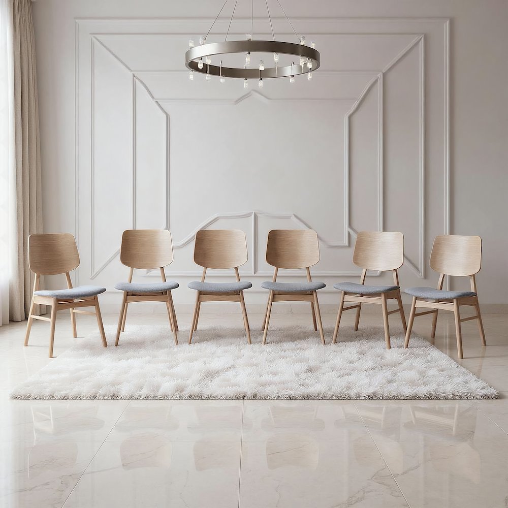 Oscar Wood Dining Chair in White Ash/Gray (Set of 6). Picture 2