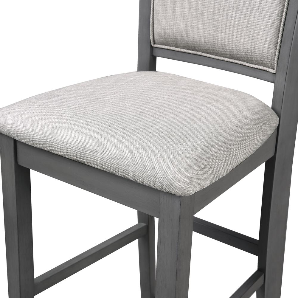 Amy 5-pc Wood Rectangle Counter Set with 4 Chairs in Gray. Picture 5
