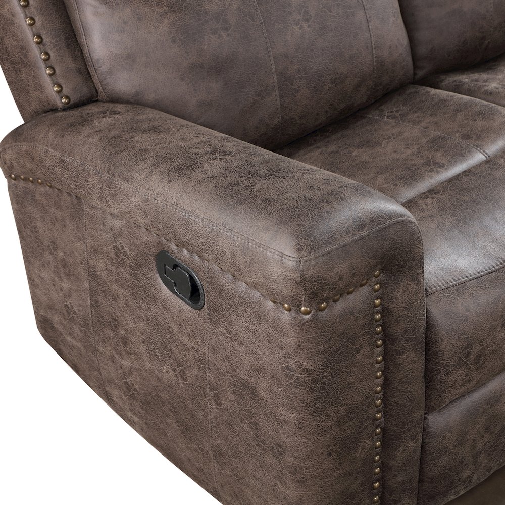 Quade Console Loveseat W/ Dual Recliners-Mocha. Picture 7