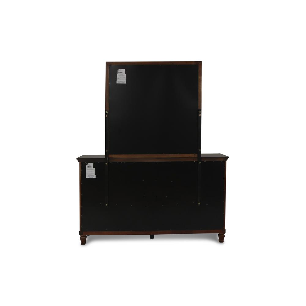 Furniture Tamarack Wood 8-Drawer Dresser with Mirror in Brown Cherry. Picture 5