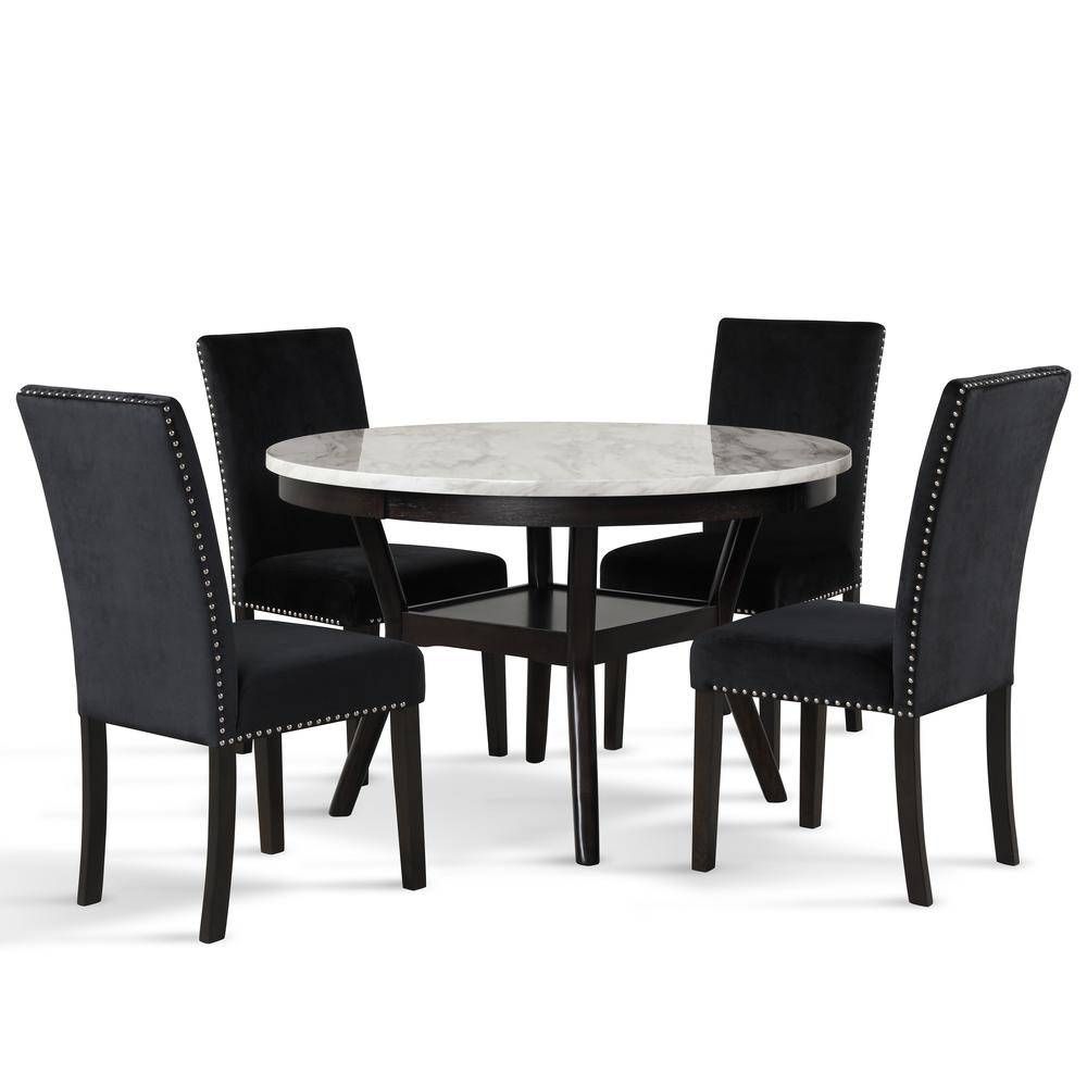 Furniture Celeste Faux Marble & Wood Dining Table in Espresso. Picture 9