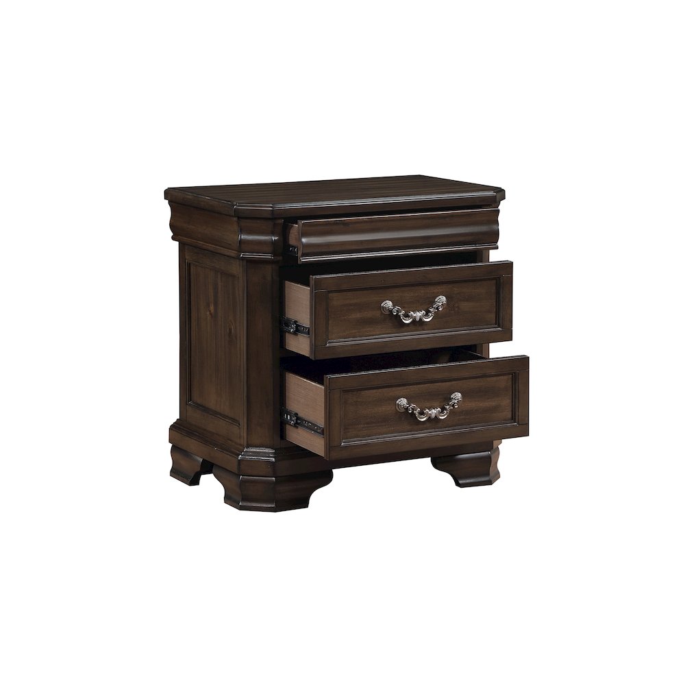 Lyndhurst Wood 3-Drawer Nightstand in Walnut. Picture 4