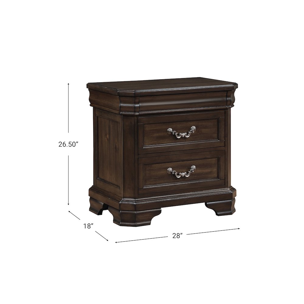 Lyndhurst Wood 3-Drawer Nightstand in Walnut. Picture 9