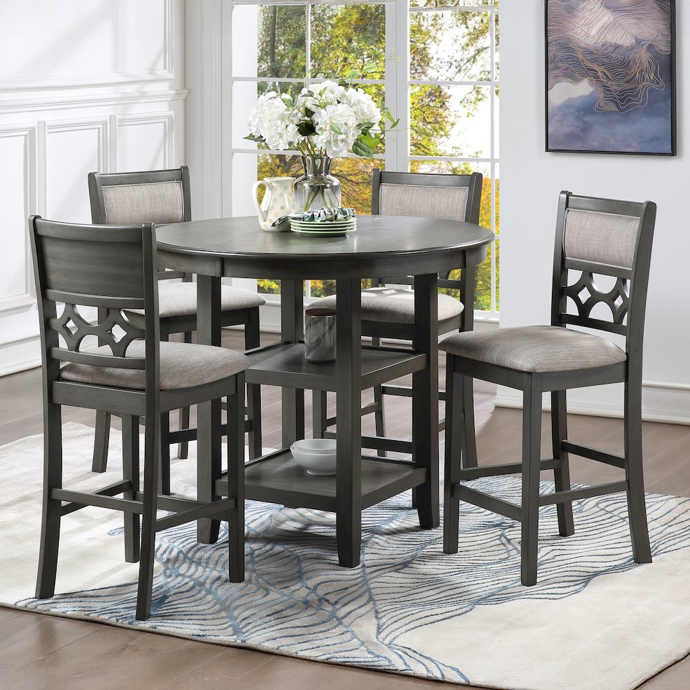 Furniture Mitchell 5-Piece Transitional Wood Counter Set in Gray. Picture 2