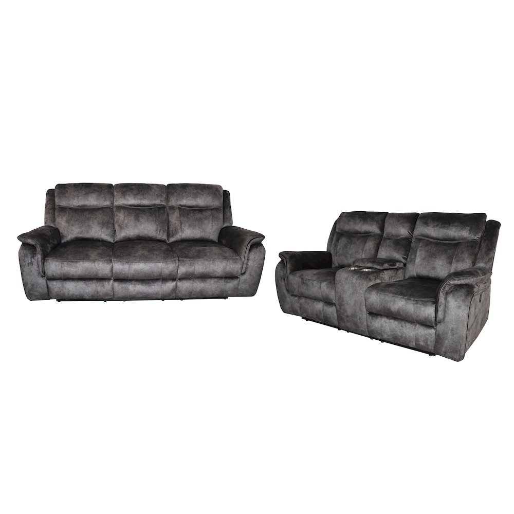 Park City 2-Piece Fabric Power Living Room Set, Slate. Picture 1