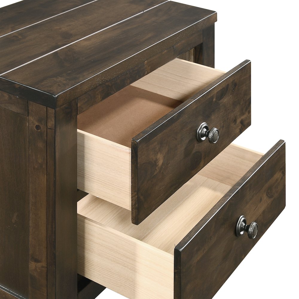 Furniture Blue Ridge Solid Wood Bedroom Nightstand in Rustic Gray. Picture 4