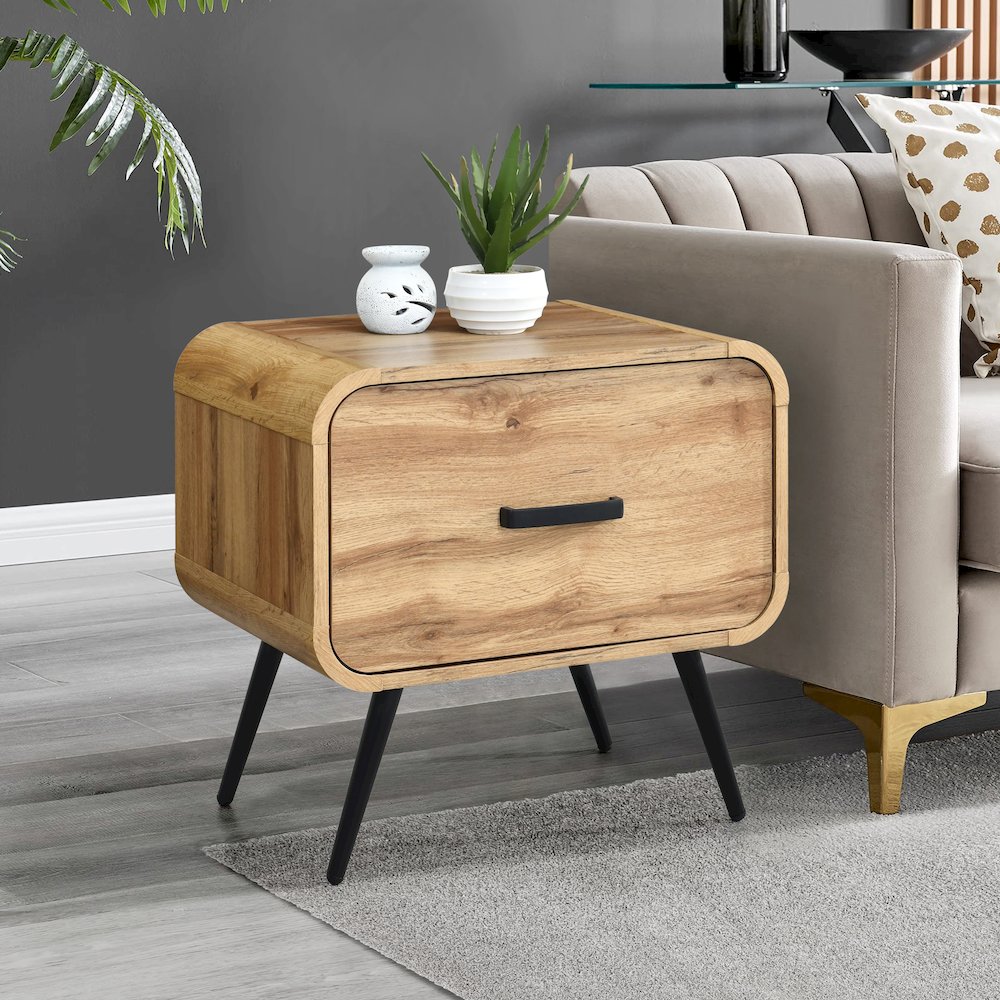 Rowan Wood 1-Drawer End Table in Natural/Beige. Picture 10